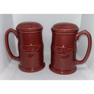 Longaberger Pottery Stovetop Ceramic Red Salt And Pepper Shakers